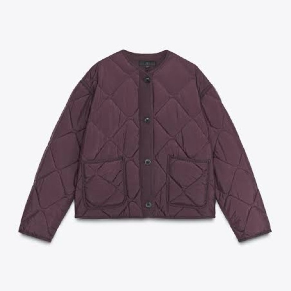 Zara Deep Burgundy Quilted Jacket